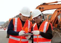 Site review with excavator