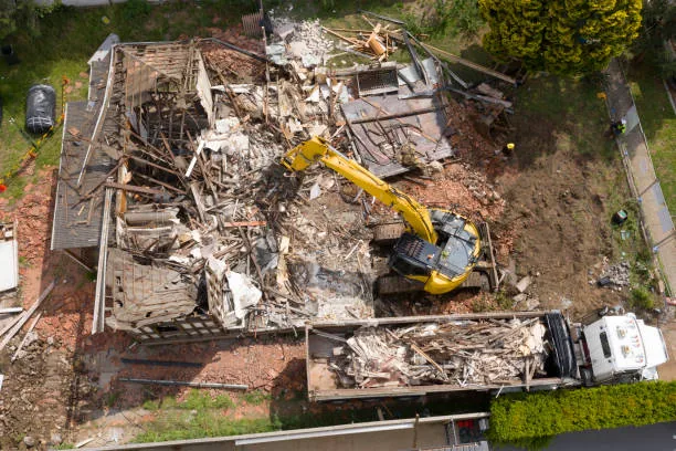 Aerial view of residential site work in progress